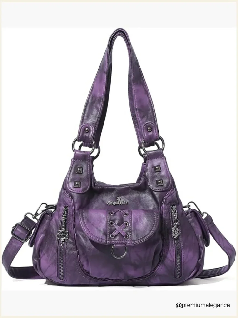 Small Hobo Shoulder Crossbody Bag Vegan Leather Multi-Pocket Tote